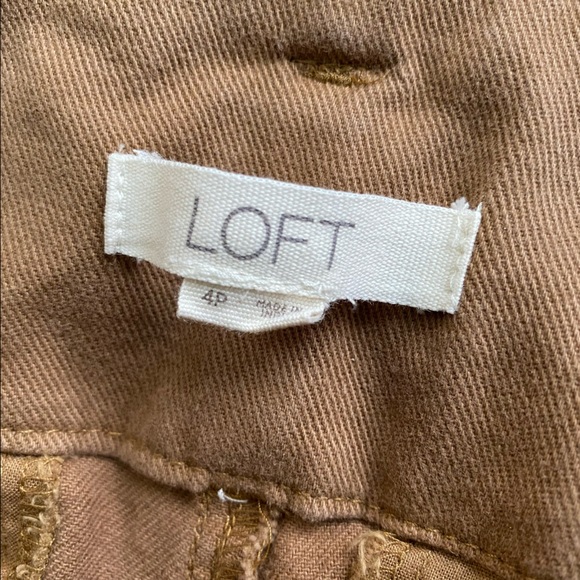 Loft Tie Waist Slim Ankle Paper Bag Brown Pants - Picture 5 of 7